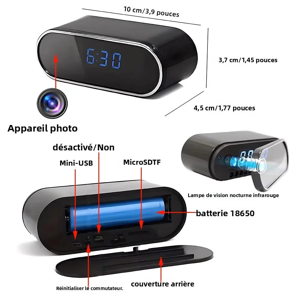 Mini Caméra Intégrer Dans Réveil